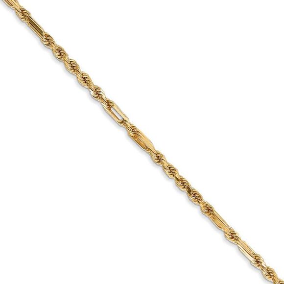 2.25mm 14k Yellow Gold Diamond Cut Milano Rope Chain Necklace 18in